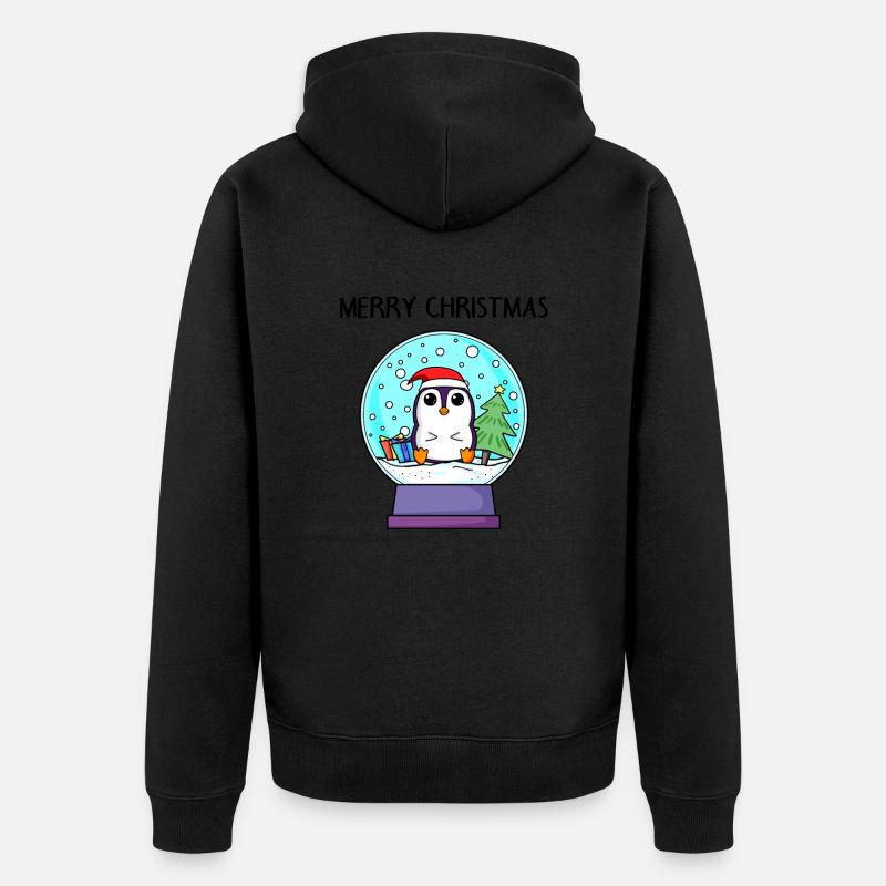 Pingouin Noël - Joyeux Noël - Veste à capuche bio Premium Unisexe - noir