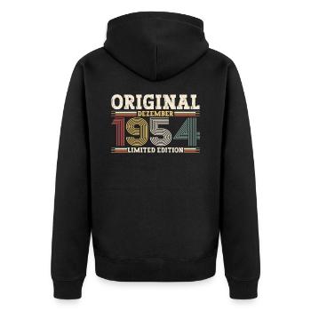 69e anniversaire Original Décembre Né 1954 - Veste à capuche bio Premium Unisexe - noir - Dos - Nico (187cm)