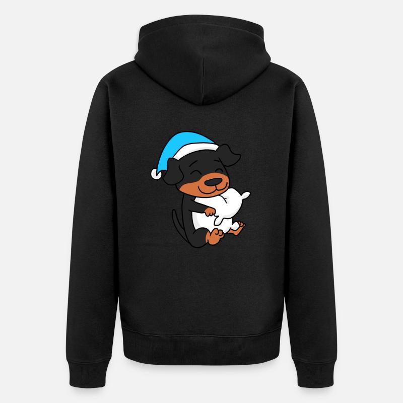 Rottweiler Chien Sleeping Fatigue - Veste à capuche bio Premium Unisexe - noir