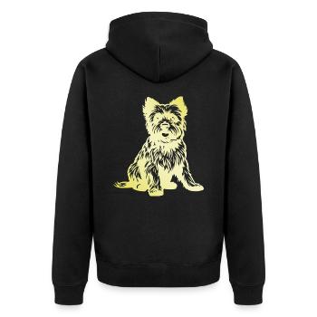 Yorkshire Terrier Hund Silhouette - Unisex Premium Bio Zip Hoodie - Schwarz - Hinten - Nico (187cm)