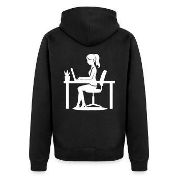 Travailleur Femme Ordinateur Job - Veste à capuche bio Premium Unisexe - noir - Dos - Nico (187cm)