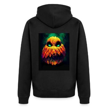 Courge d’Halloween dangereuse avec des dents pointues - Veste à capuche bio Premium Unisexe - noir - Dos - Nico (187cm)