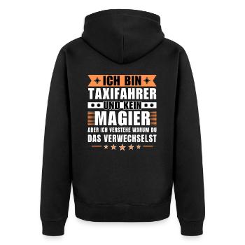 Ich bin Taxifahrer und kein Magier - Unisex Premium Bio Zip Hoodie - Schwarz - Hinten - Nico (187cm)