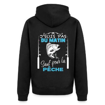 Pêcheur Du Matin Humour Papa Et Pêche - Veste à capuche bio Premium Unisexe - noir - Dos - Nico (187cm)
