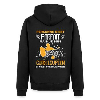 Le Guadeloupéen Parfait Existe Humour Guadeloupe - Veste à capuche bio Premium Unisexe - noir - Dos - Nico (187cm)