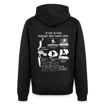 Le basket mon temps libre idée cadeau homme - Veste à capuche bio Premium Unisexe - noir - Dos - Nico (187cm)