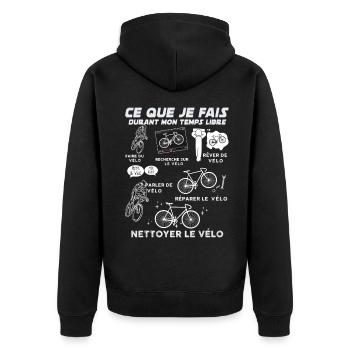 Passion Velo idée Citation homme Temps Libre - Veste à capuche bio Premium Unisexe - noir - Dos - Nico (187cm)