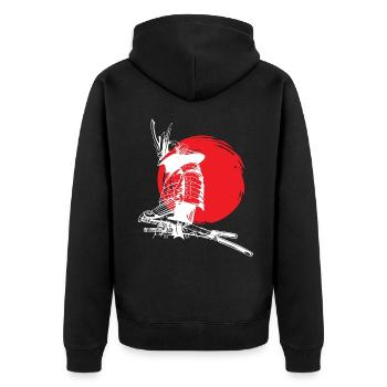 Samurai Warrior Japan Anime Fan - Unisex Premium Organic Zip Hoodie - black - Back - Nico (187cm)