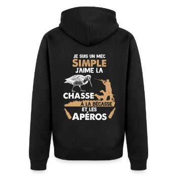 Chasse et Bécasse biere apéro - Veste à capuche bio Premium Unisexe - noir - Dos - Nico (187cm)