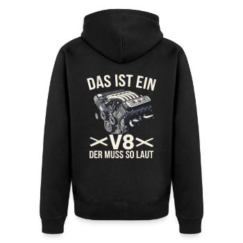 Moteur V8 8 cylindre cylindrée tuner de voiture de réglage - Veste à capuche bio Premium Unisexe - noir - Dos - Nico (187cm)
