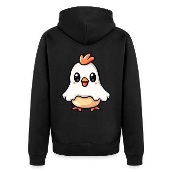 Chicken Halloween Comic Ghost - Unisex Premium Organic Zip Hoodie - black - Back - Nico (187cm)