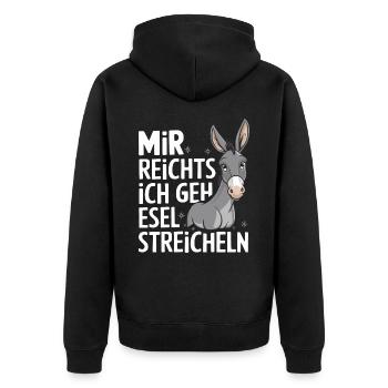 Esel Eselchen Maultier Muli - Unisex Premium Bio Zip Hoodie - Schwarz - Hinten - Nico (187cm)