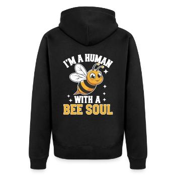 Honigbiene Imker Bienen Biene - Unisex Premium Bio Zip Hoodie - Schwarz - Hinten - Nico (187cm)