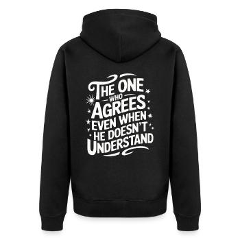 Ehemann Ehegatte Familie Hochzeit - Unisex Premium Bio Zip Hoodie - Schwarz - Hinten - Nico (187cm)