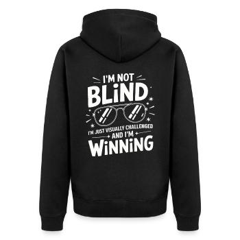 Blinde Blindheit Sehbehinderte Menschen - Unisex Premium Bio Zip Hoodie - Schwarz - Hinten - Nico (187cm)