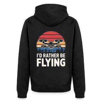 Dronen Pilot Quadrocopter Drone - Unisex Premium Bio Zip Hoodie - Schwarz - Hinten - Nico (187cm)