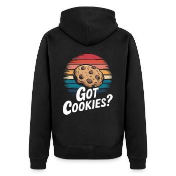 Cookies Cookie Keks Kekse Schokolade - Unisex Premium Bio Zip Hoodie - Schwarz - Hinten - Nico (187cm)