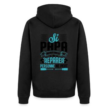 Si papa ne peut pas le réparer personne ne peut - Veste à capuche bio Premium Unisexe - noir - Dos - Nico (187cm)