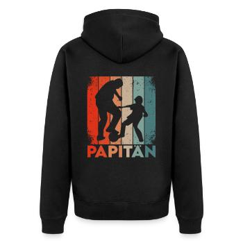 Papitän Papa Vater Fußball Kapitän Retro Vintage - Unisex Premium Bio Zip Hoodie - Schwarz - Hinten - Nico (187cm)