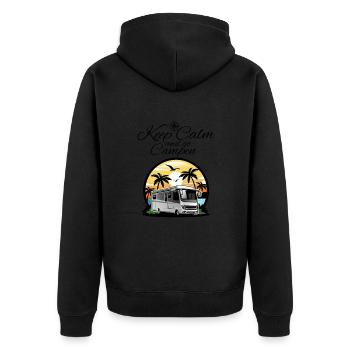 Camper Wohnmobil Spruch-Keep Calm and go campen - Unisex Premium Bio Zip Hoodie - Schwarz - Hinten - Nico (187cm)