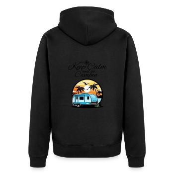 Camper Wohnwagen Spruch-Keep Calm and go campen - Unisex Premium Bio Zip Hoodie - Schwarz - Hinten - Nico (187cm)