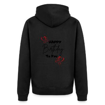 Happy Birthday to you-mit Herzen - Unisex Premium Bio Zip Hoodie - Schwarz - Hinten - Nico (187cm)