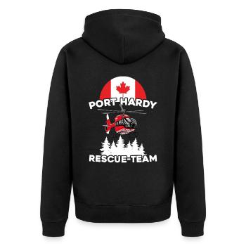 Port Hardy - Vancouver Canada Survival Hope Island - Unisex Premium Bio Zip Hoodie - Schwarz - Hinten - Nico (187cm)