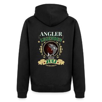 Angler Juli Legenden - Unisex Premium Bio Zip Hoodie - Schwarz - Hinten - Nico (187cm)