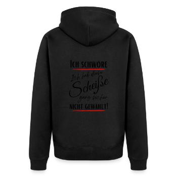 I swear I didn't choose this shit! - Unisex Premium Organic Zip Hoodie - black - Back - Nico (187cm)