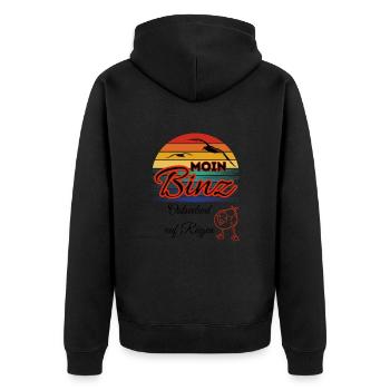 Moin Binz mit Möwe im Retro Style-Insel Rügen/Binz - Unisex Premium Bio Zip Hoodie - Schwarz - Hinten - Nico (187cm)