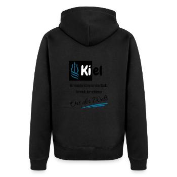 Pour moi, Kiel est la plus belle ville hanséatique du monde - Veste à capuche bio Premium Unisexe - noir - Dos - Nico (187cm)