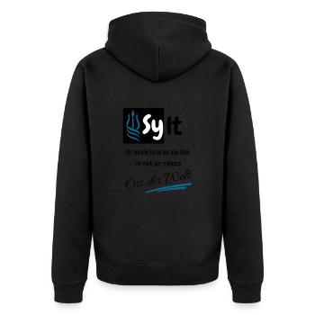 Sylt pour moi le plus bel endroit du monde : l’île de Sylt - Veste à capuche bio Premium Unisexe - noir - Dos - Nico (187cm)