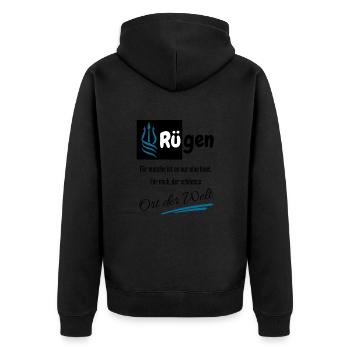 Rügen est pour moi le plus bel endroit du monde sur l’île - Veste à capuche bio Premium Unisexe - noir - Dos - Nico (187cm)
