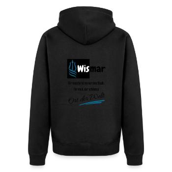 Wismar for me the most beautiful place in the world - Baltic Sea - Unisex Premium Organic Zip Hoodie - black - Back - Nico (187cm)