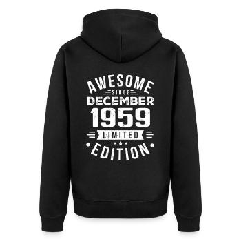 Cadeau d’anniversaire né en décembre 1959 - Veste à capuche bio Premium Unisexe - noir - Dos - Nico (187cm)