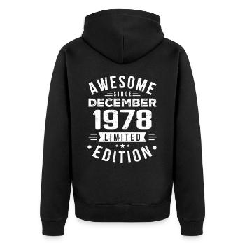 Cadeau d’anniversaire né en décembre 1978 - Veste à capuche bio Premium Unisexe - noir - Dos - Nico (187cm)