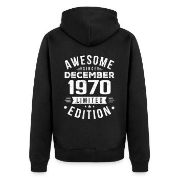 Cadeau d’anniversaire né en décembre 1970 - Veste à capuche bio Premium Unisexe - noir - Dos - Nico (187cm)