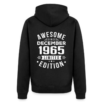 Cadeau d’anniversaire né en décembre 1965 - Veste à capuche bio Premium Unisexe - noir - Dos - Nico (187cm)