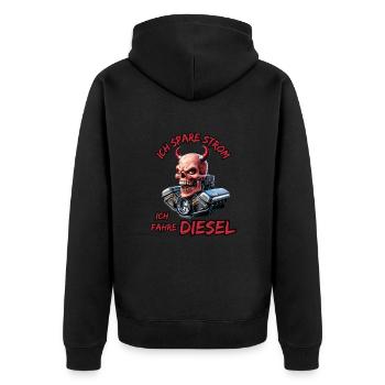 J’économise de l’électricité Je roule au diesel - Veste à capuche bio Premium Unisexe - noir - Dos - Nico (187cm)