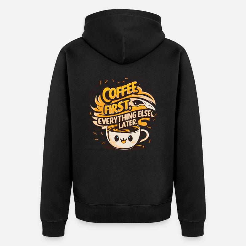 First coffee, then everything else - Unisex Premium Bio Zip Hoodie - Schwarz