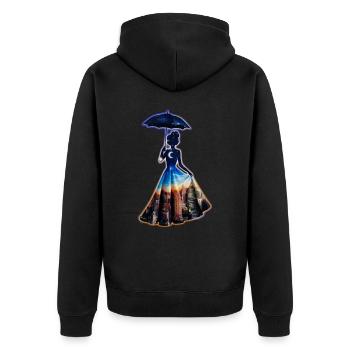 City Girl - Stadt Mädchen - Unisex Premium Organic Zip Hoodie - black - Back - Nico (187cm)