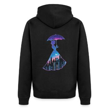 City Girl - Stadt Mädchen - Unisex Premium Organic Zip Hoodie - black - Back - Nico (187cm)