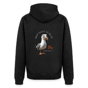 N’aie pas l’air si stupide Toi Spacken Mouette drôle - Veste à capuche bio Premium Unisexe - noir - Dos - Nico (187cm)