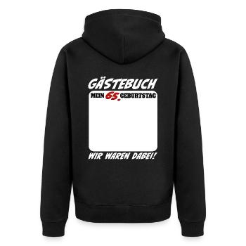65. Geburtstag Gästebuch 65 Jahre Lustig - Unisex Premium Bio Zip Hoodie - Schwarz - Hinten - Nico (187cm)