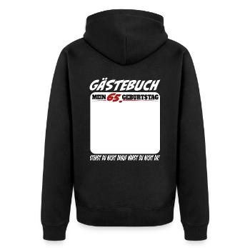 65. Geburtstag Gästebuch 65 Jahre Lustig - Unisex Premium Bio Zip Hoodie - Schwarz - Hinten - Nico (187cm)