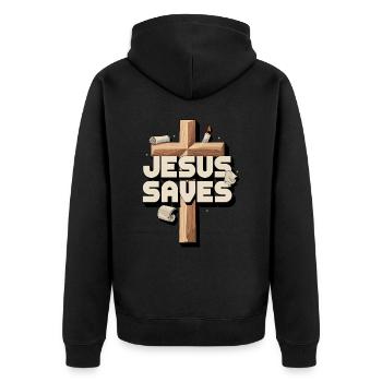 Jésus sauve - Jésus sauve - Veste à capuche bio Premium Unisexe - noir - Dos - Nico (187cm)