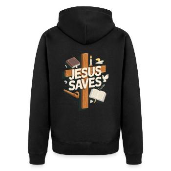 Jésus sauve - Jésus sauve - Veste à capuche bio Premium Unisexe - noir - Dos - Nico (187cm)