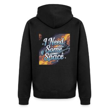 I need some space - ich brauche Raum - Unisex Premium Organic Zip Hoodie - black - Back - Nico (187cm)