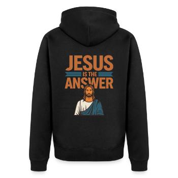 Jesus is the answer - Jesus ist die Antwort - Unisex Premium Organic Zip Hoodie - black - Back - Nico (187cm)