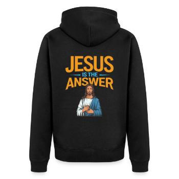 Jesus is the answer - Jesus ist die Antwort - Unisex Premium Organic Zip Hoodie - black - Back - Nico (187cm)